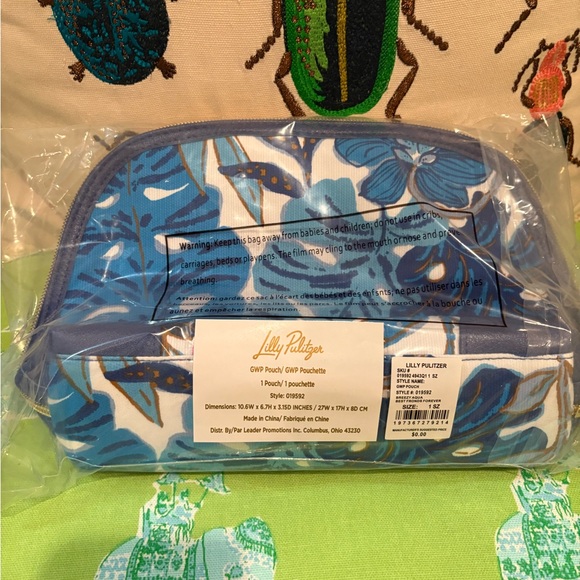 Lilly Pulitzer Blue and Pink Floral Cosmetic Bag - Picture 2 of 2